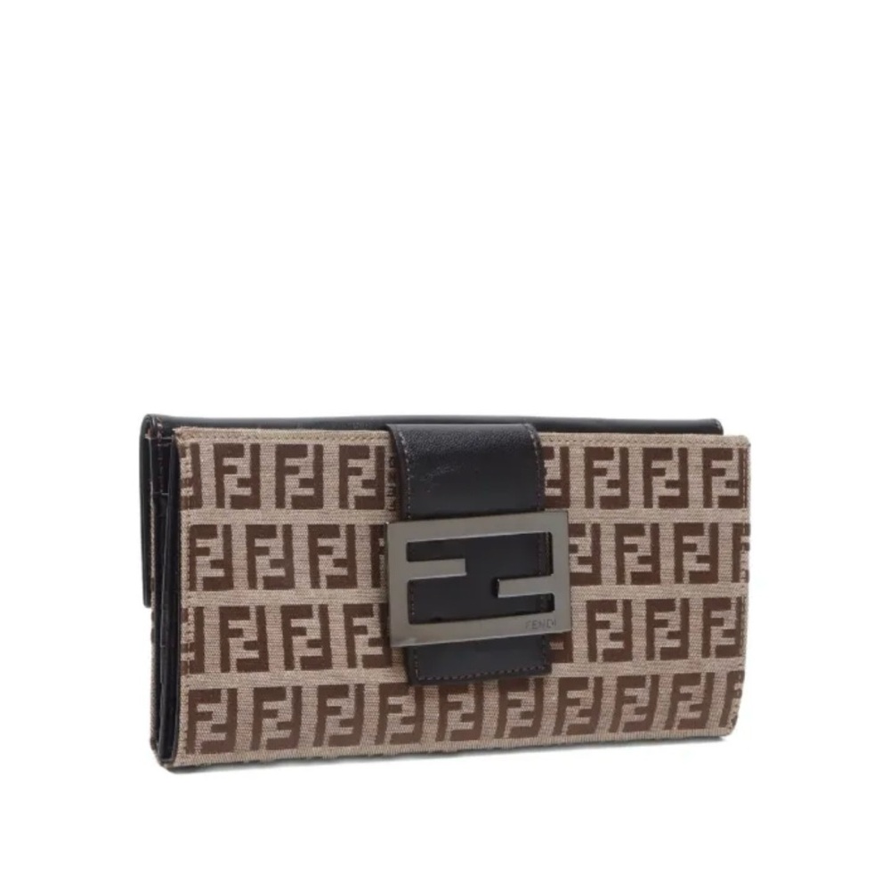 Fendi Tan and Black Logo Wallet